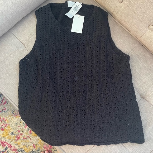 NWT Aritzia Wilfred Philippa Top Size Small Black Pointelle-knit top - Picture 14 of 14